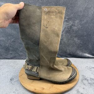 Sorel Boots Womens Size 8 Brown Leather Knee High Riding Buckle NL2108-008